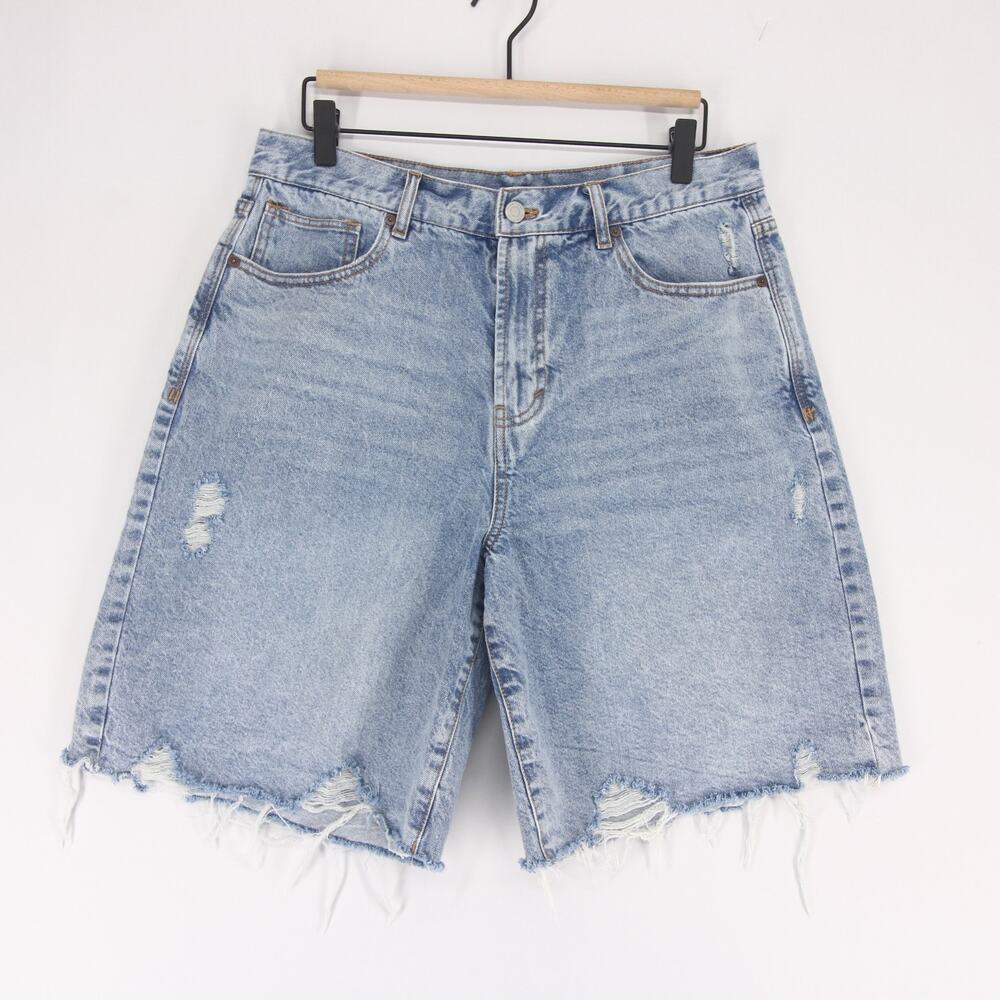 Habitual Joey Jean Shorts Womens 12/31 Blue Raw Hem Cutoff Distressed High Rise